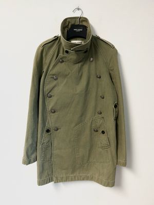 Saint Laurent Paris by Hedi Slimane SS2018 1/1 Sample Double Breasted Military Canvas Parka