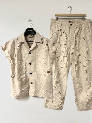 Marni SS2020 Distressed Jacket &amp; Pants Set