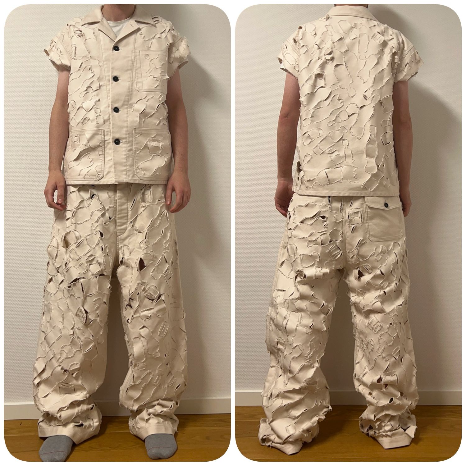 Marni SS2020 Distressed Jacket &amp; Pants Set
