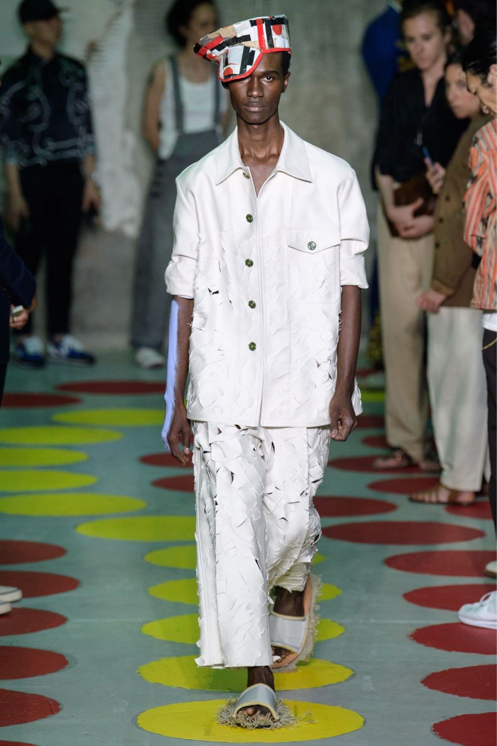 Marni SS2020 Distressed Jacket &amp; Pants Set