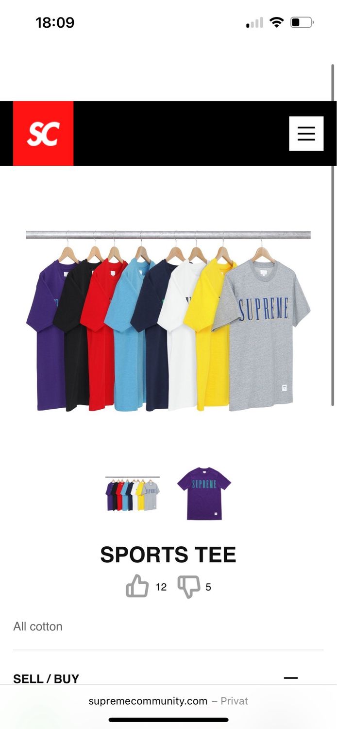 Supreme SS2016 Sports Tee 🖤🤍