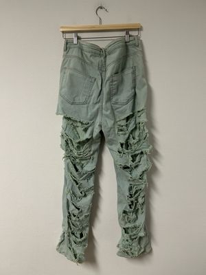 Rick Owens FW2021 Slashed Detroit Aqua Denim