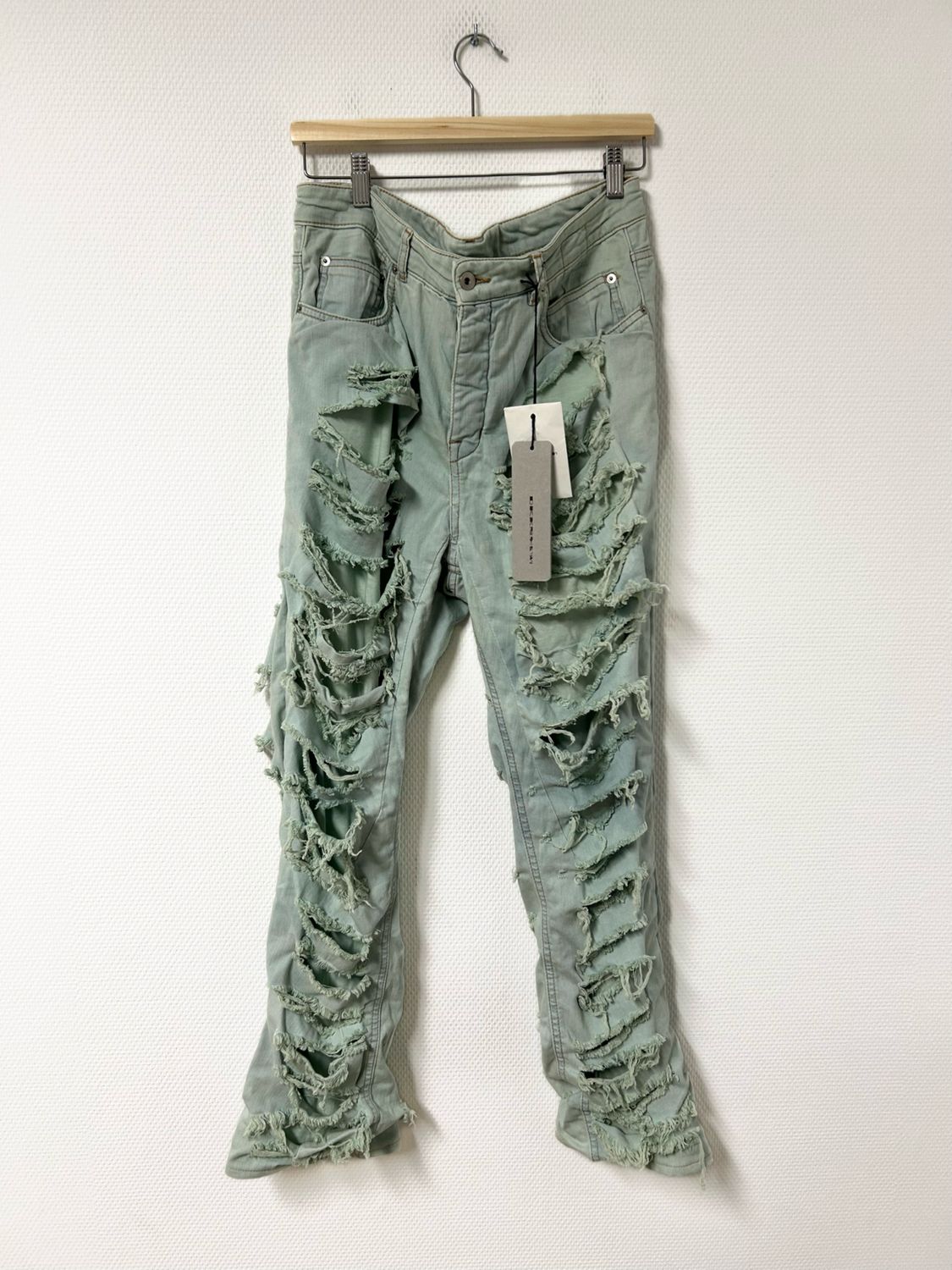 Rick Owens FW2021 Slashed Detroit Aqua Denim