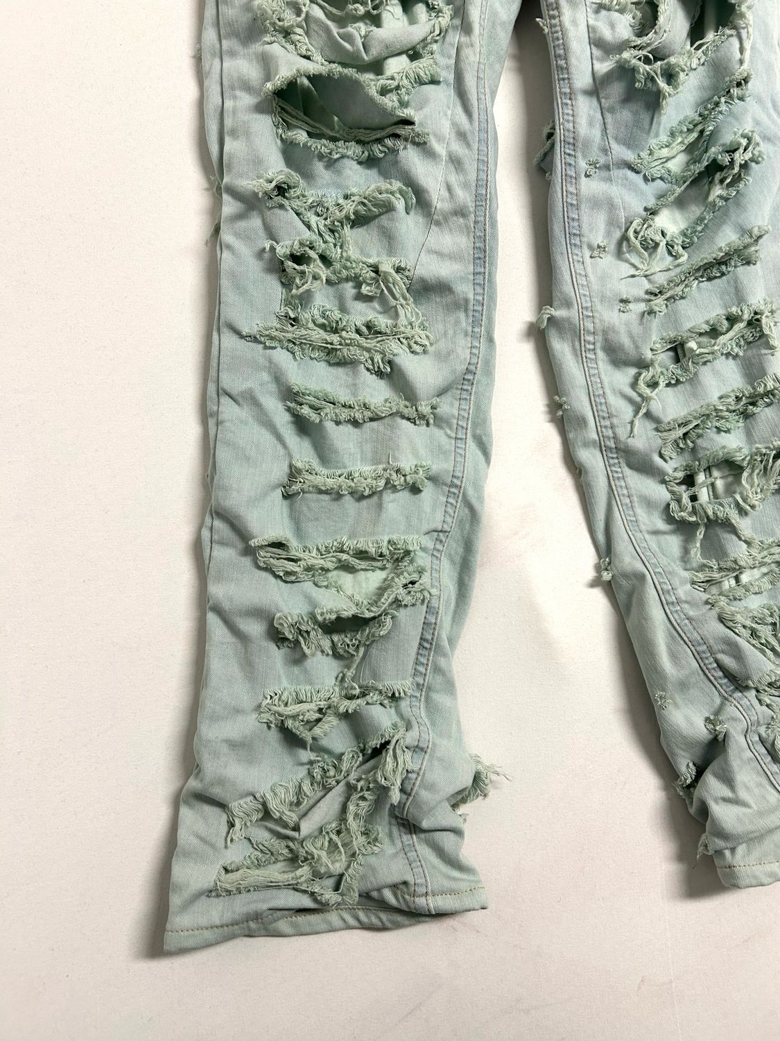 Rick Owens FW2021 Slashed Detroit Aqua Denim