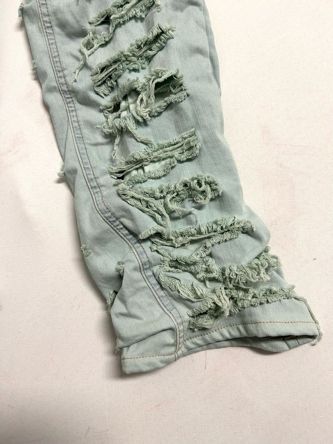 Rick Owens FW2021 Slashed Detroit Aqua Denim