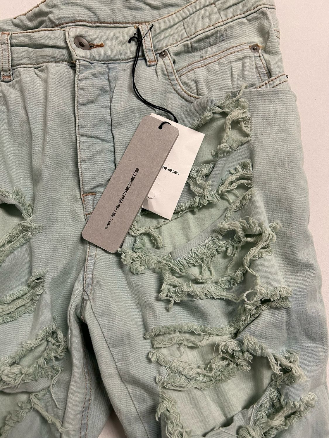 Rick Owens FW2021 Slashed Detroit Aqua Denim
