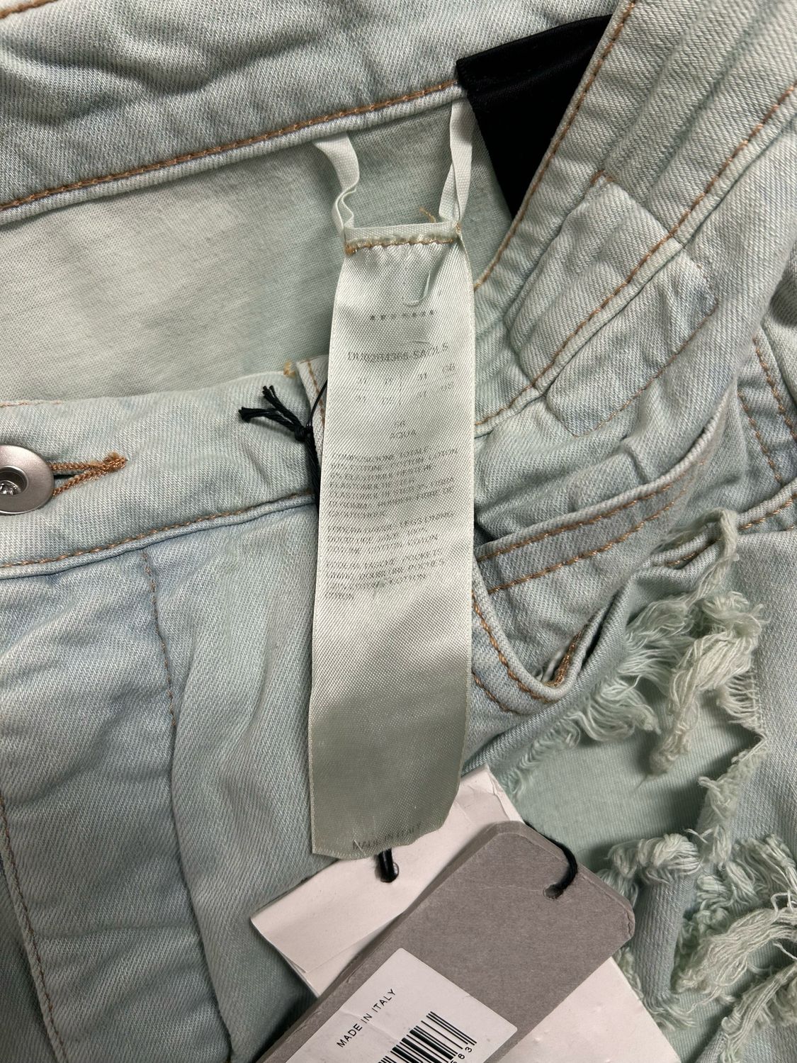 Rick Owens FW2021 Slashed Detroit Aqua Denim