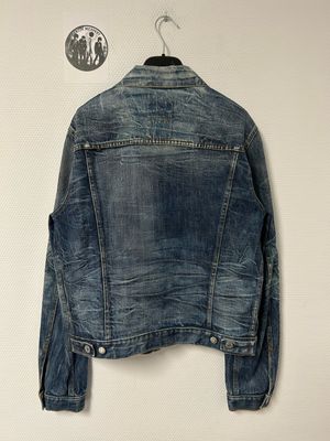Helmut Lang 2004 Marble Wash Broken Denim Jacket