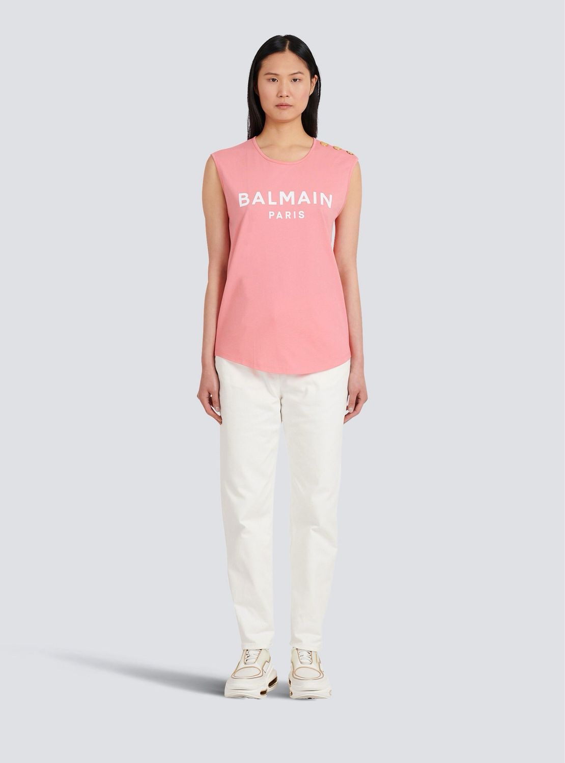 Balmain by Olivier Rousteing 2021 Pink Logo Tank Top