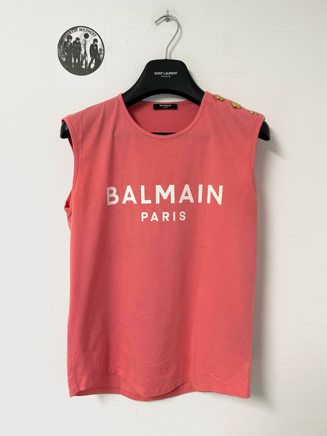 Balmain by Olivier Rousteing 2021 Pink Logo Tank Top