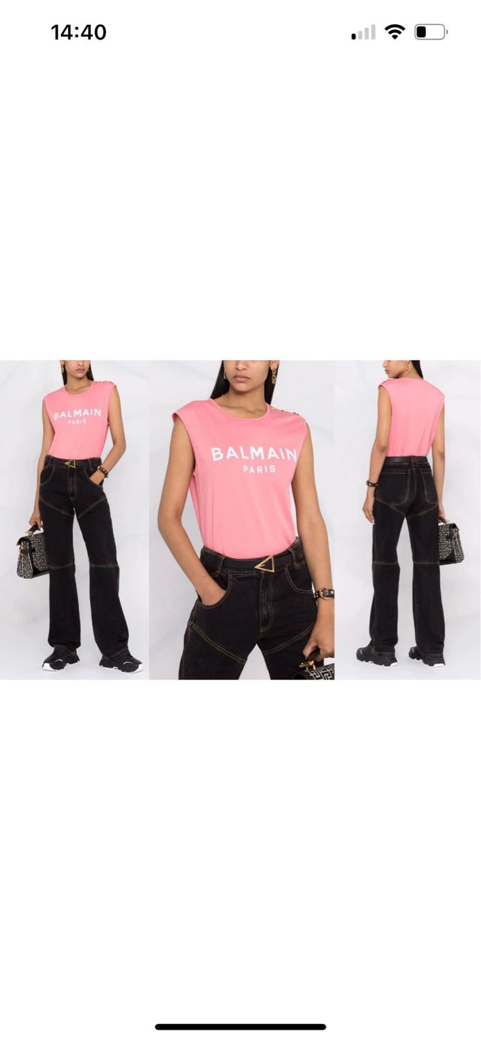 Balmain by Olivier Rousteing 2021 Pink Logo Tank Top