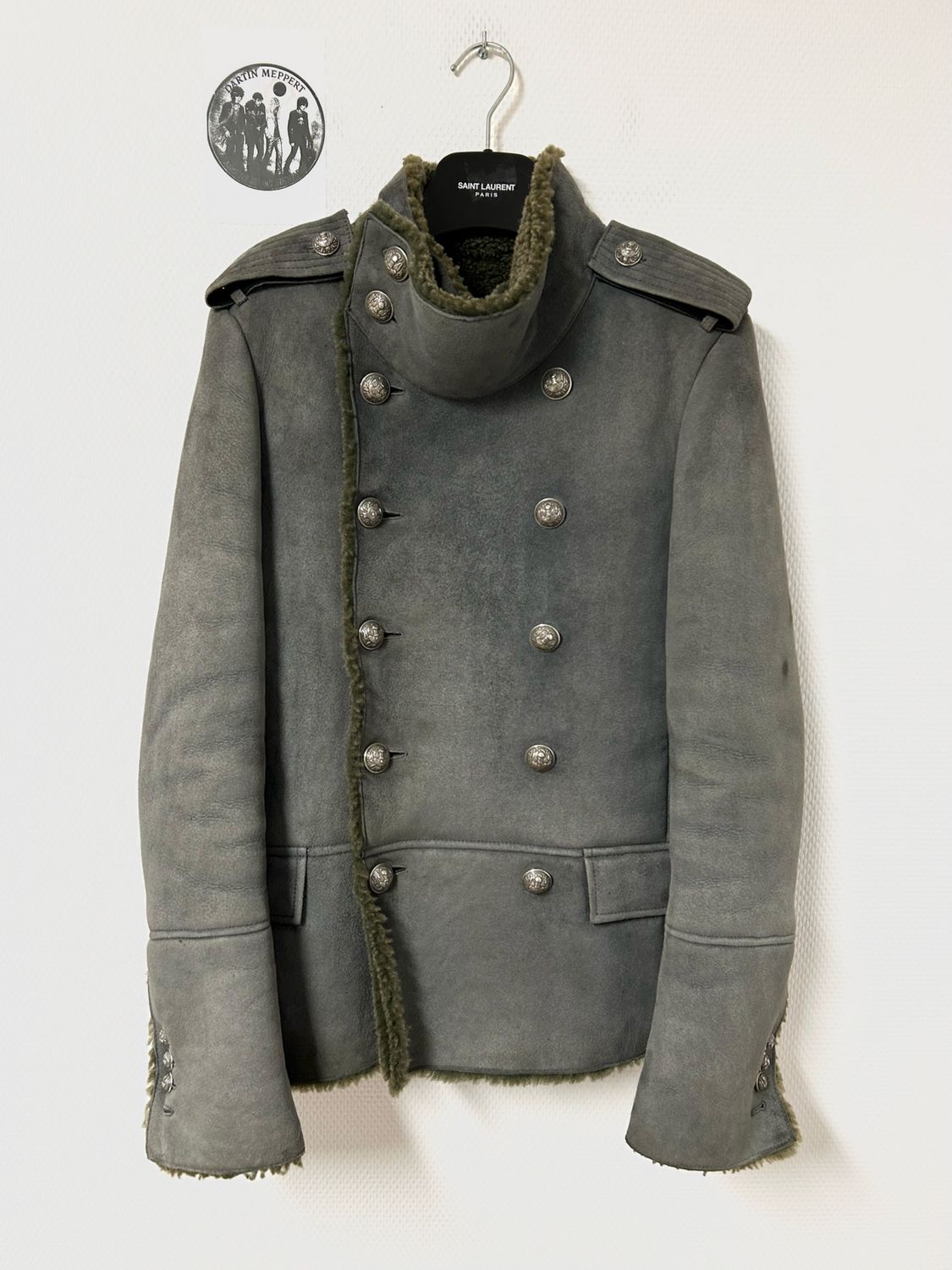 Balmain by Olivier Rousteing FW2013 Shearling Military Pea Coat