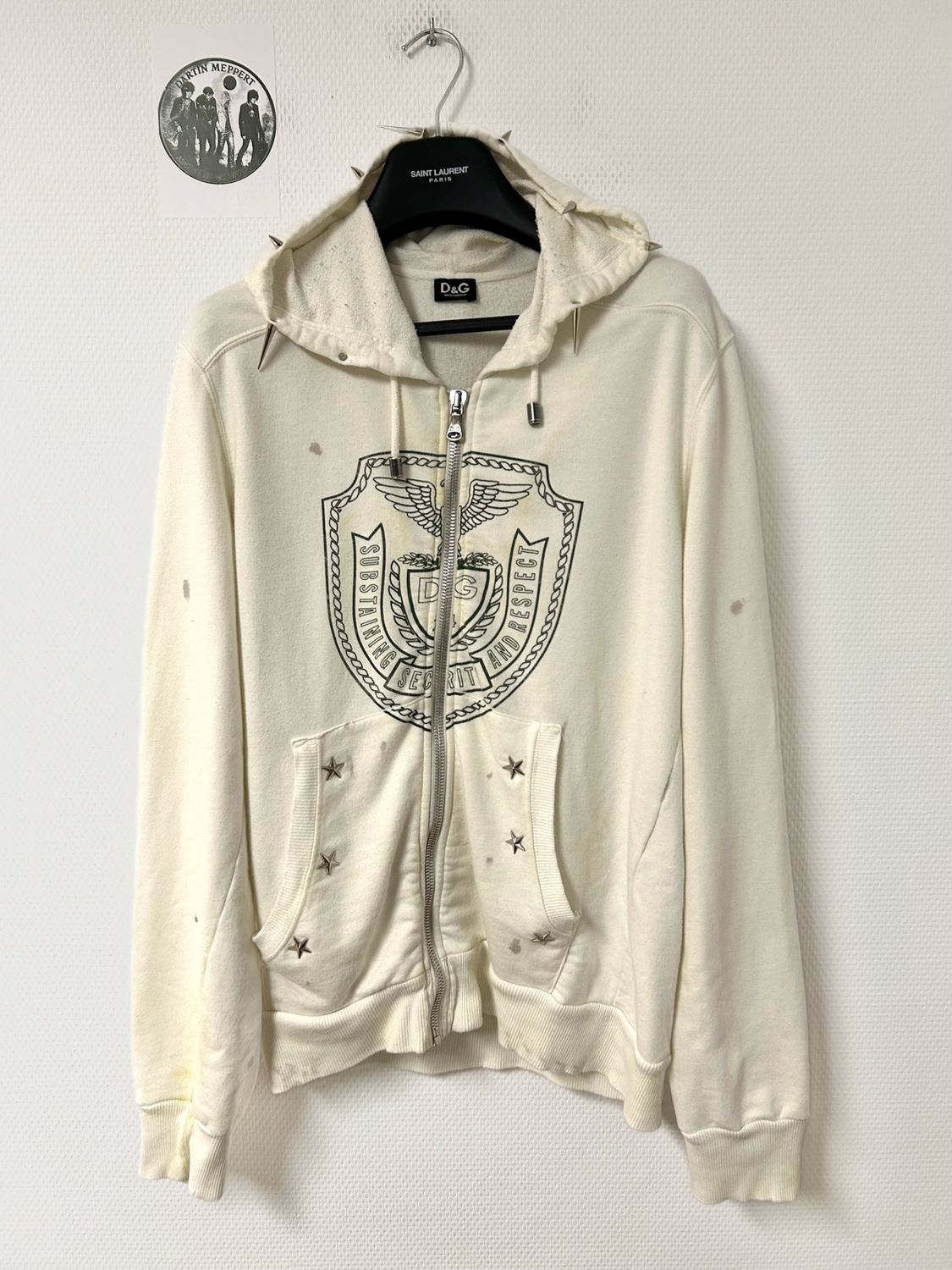 Dolce &amp; Gabbana  2000s Studded Crest Zip Hoodie