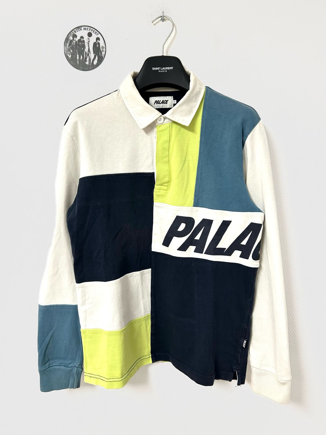 Palace Skateboards by Lev Tanju FW2018 Patchwork Rugby Longsleeve Polo