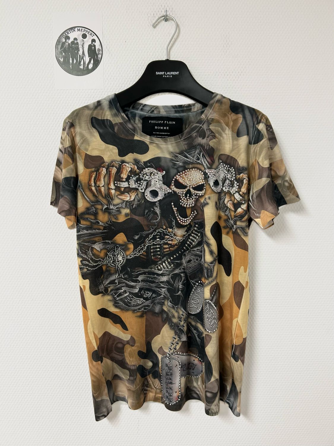 Philipp Plein SS2014 Rhinestone Skull Camo T-Shirt