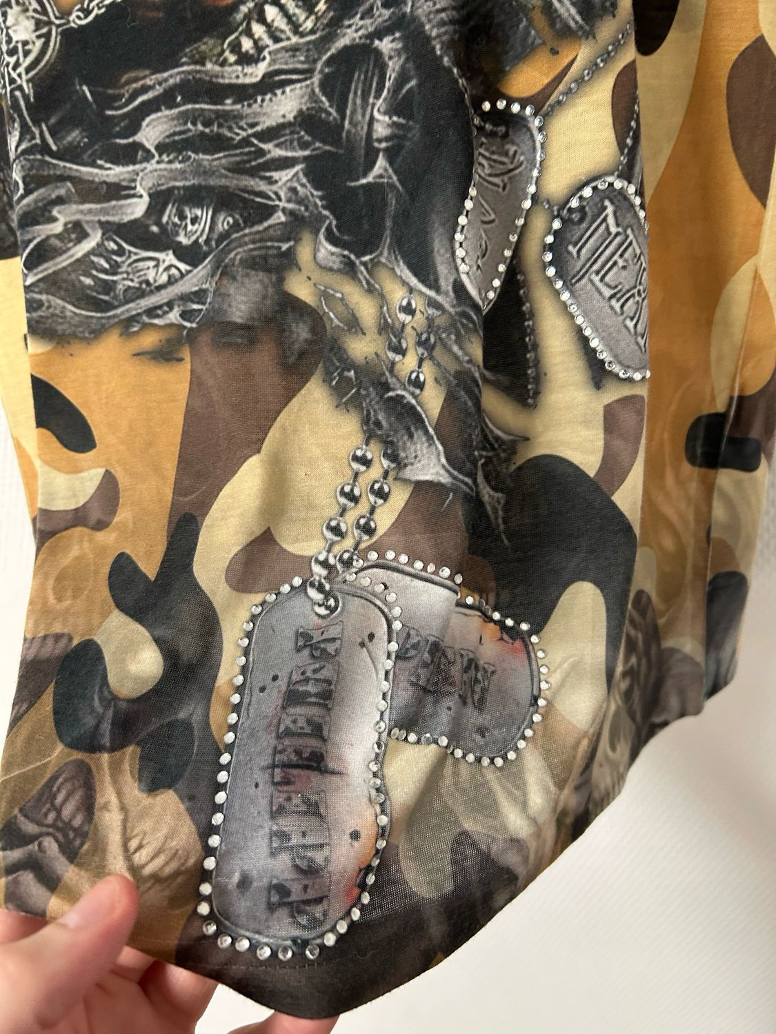 Philipp Plein SS2014 Rhinestone Skull Camo T-Shirt