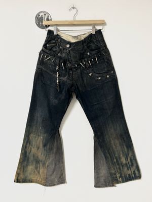 Dolce &amp; Gabbana by Domenico Dolce &amp; Stefano Gabbana  FW2003 Double-Waist Spiked Flared Jeans