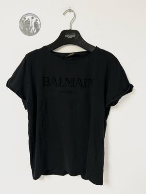 Balmain x H&amp;M by Olivier Rousteing FW2015 Velvet Logo T-Shirt