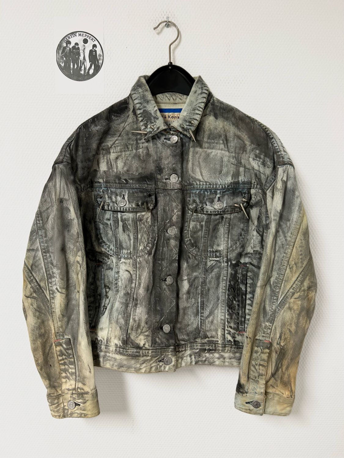 Acne Studios Blå Konst by Jonny Johansson SS2017 Waxed Painted Spike Denim Jacket