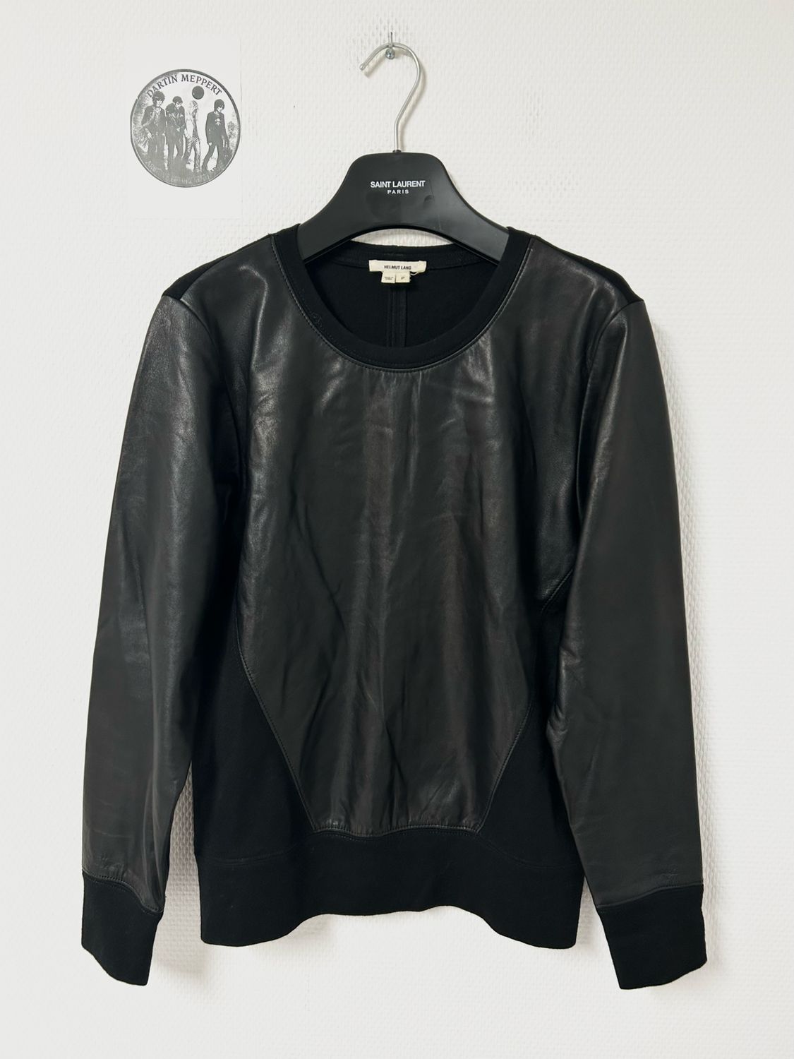 Helmut Lang FW2013 Lamb Leather Panel Sweatshirt