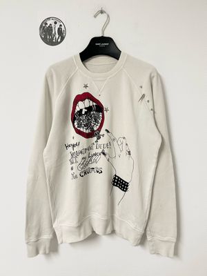 Dsquared2 by Dean &amp; Dan Caten FW2015 “Mouth and Skull” Punk Graphic Spiked Sweatshirt