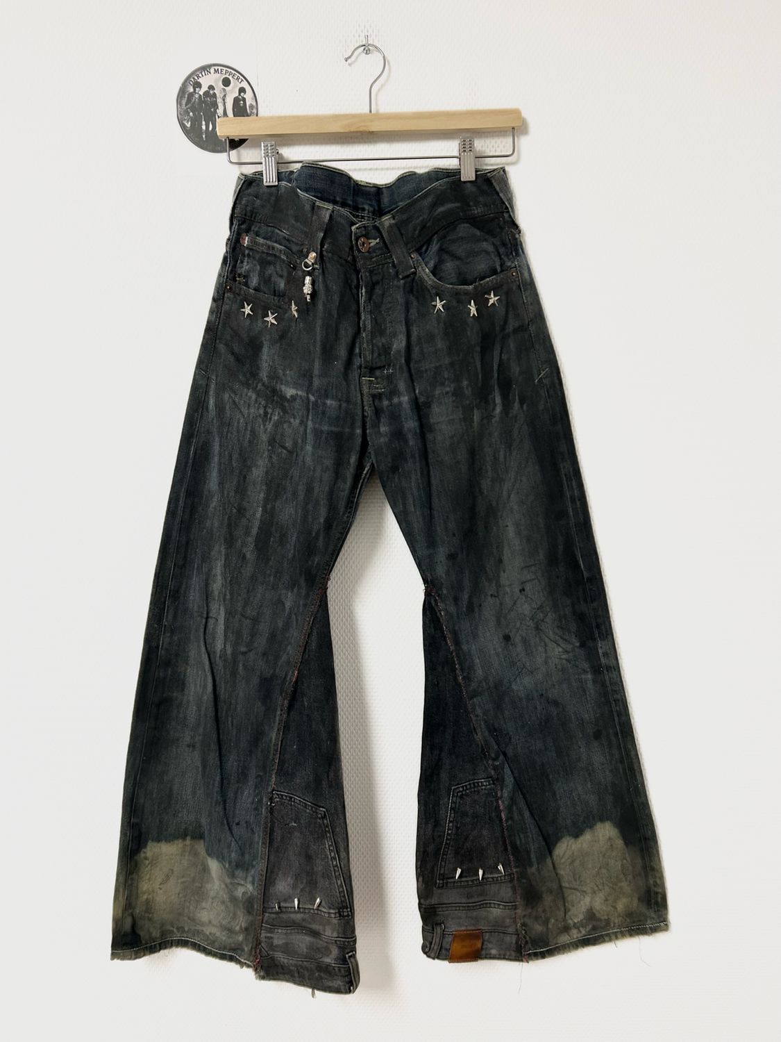 Evisu by Hidehiko Yamane  FW2006 Spiked Waxed Painted Flared Denim
