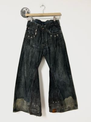 Evisu by Hidehiko Yamane  FW2006 Spiked Waxed Painted Flared Denim