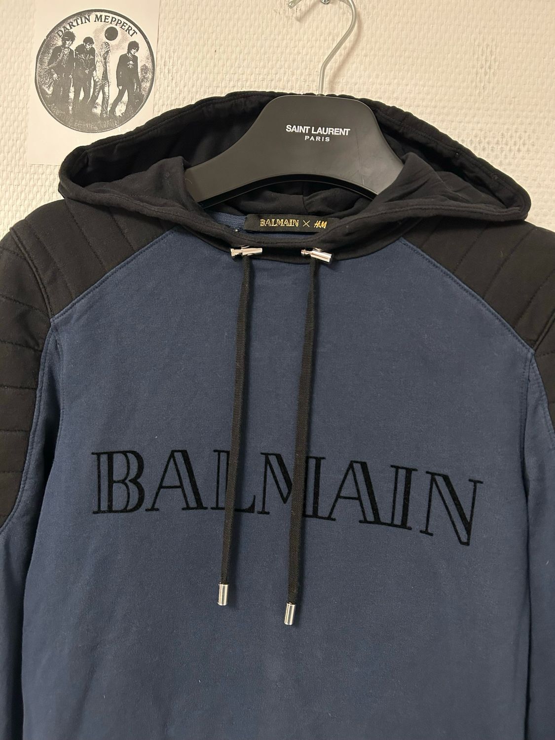 Balmain by Olivier Rousteing FW2015 Quilted Shoulder Logo Hoodie