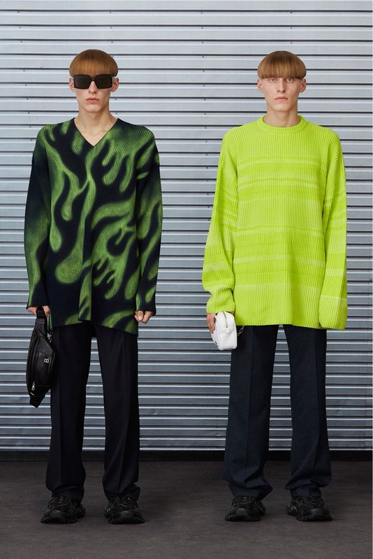 Balenciaga by Demna Resort 2020 “Flame” Spray-Paint Airbrush Graffiti Knit Sweater