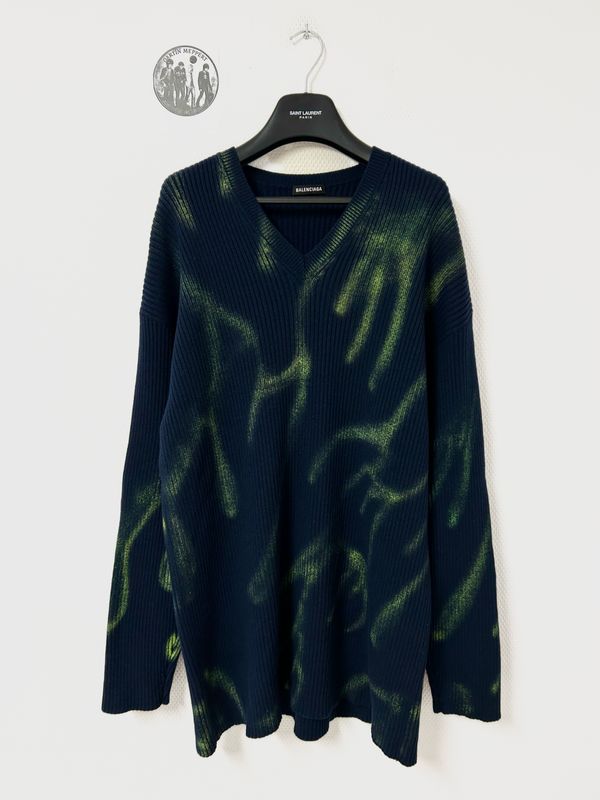 Balenciaga by Demna Resort 2020 “Flame” Spray-Paint Airbrush Graffiti Knit Sweater