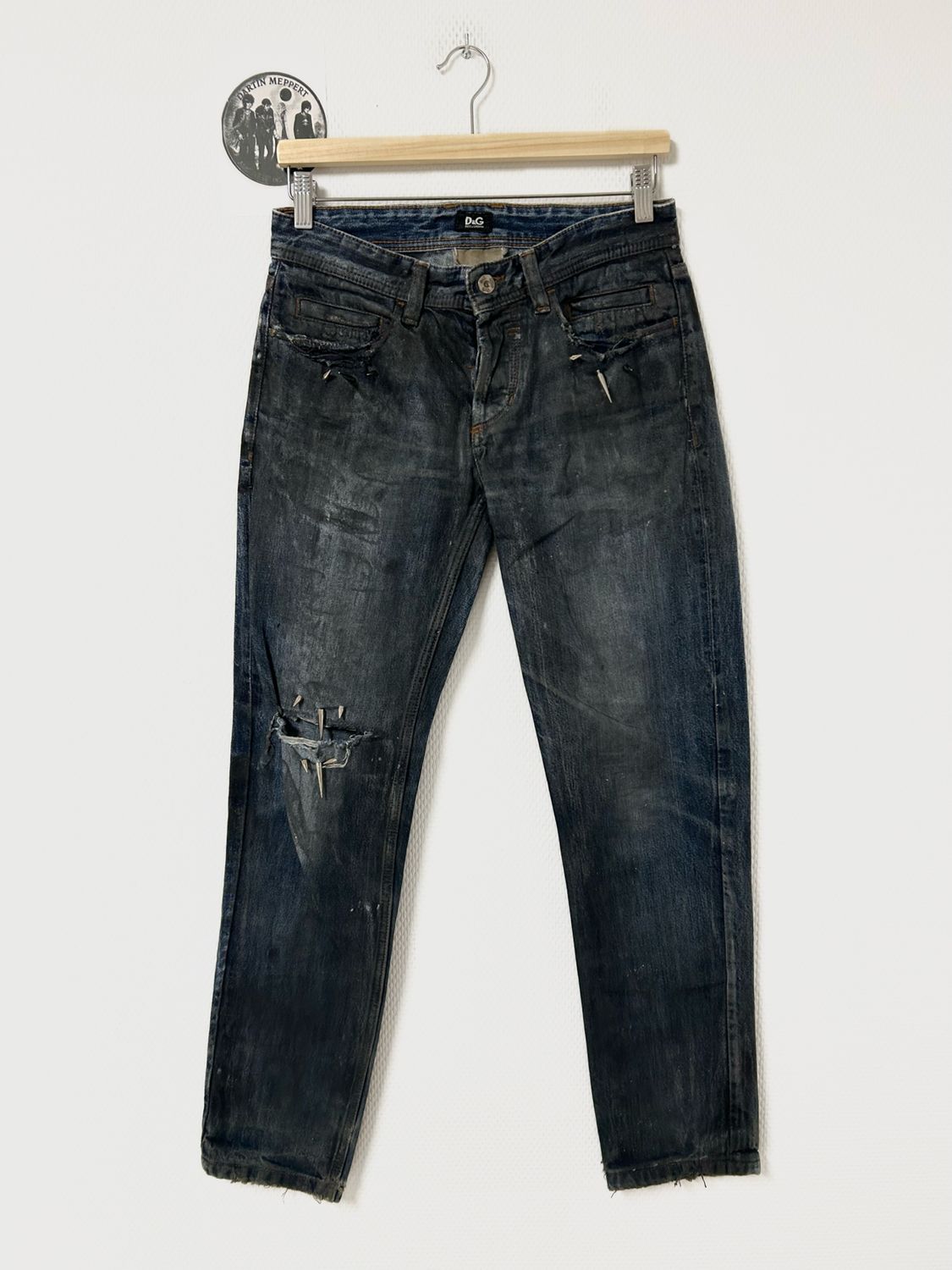 Dolce &amp; Gabbana 2000s Distressed Spike-Stud Denim Jeans