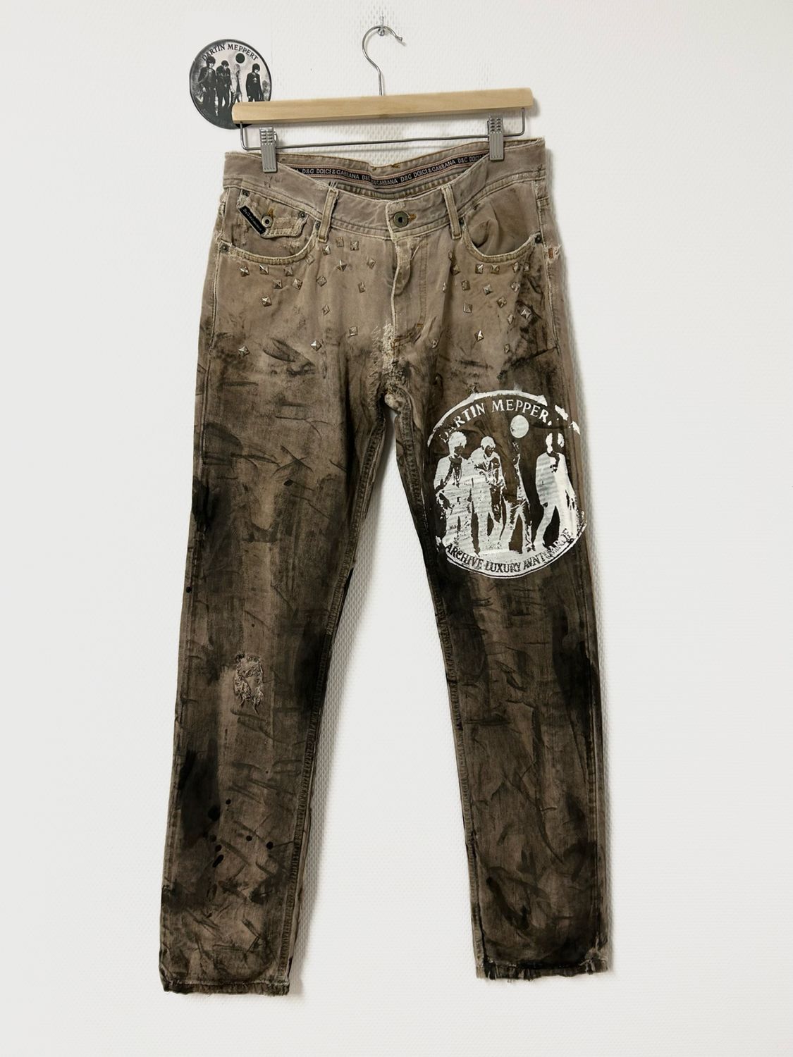 Dolce &amp; Gabbana Custom Studded &amp; Painted Jeans
