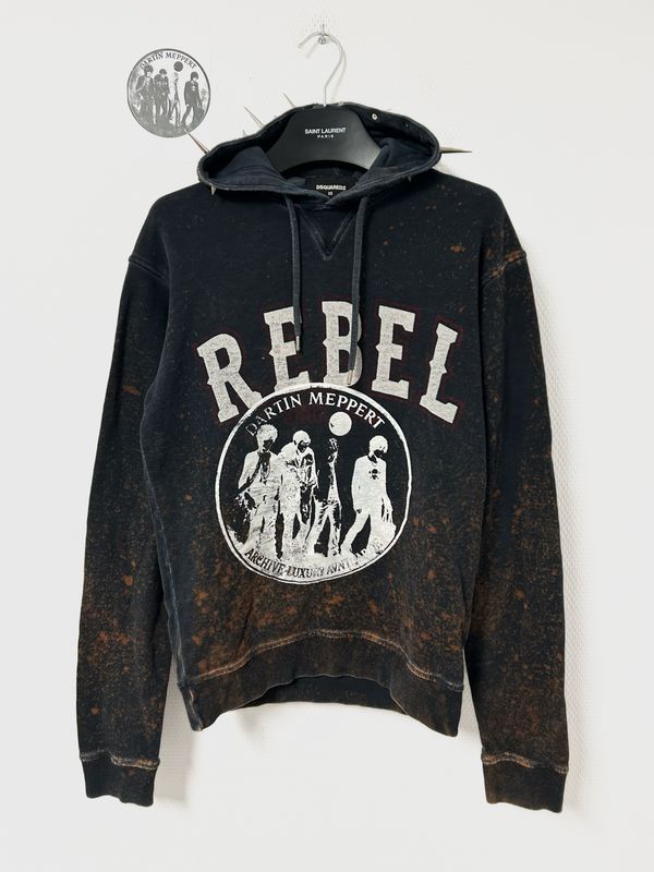 Dsquared2 by Dean &amp; Dan Caten FW2015 Rebel Spiked Bleach-Dyed Hoodie