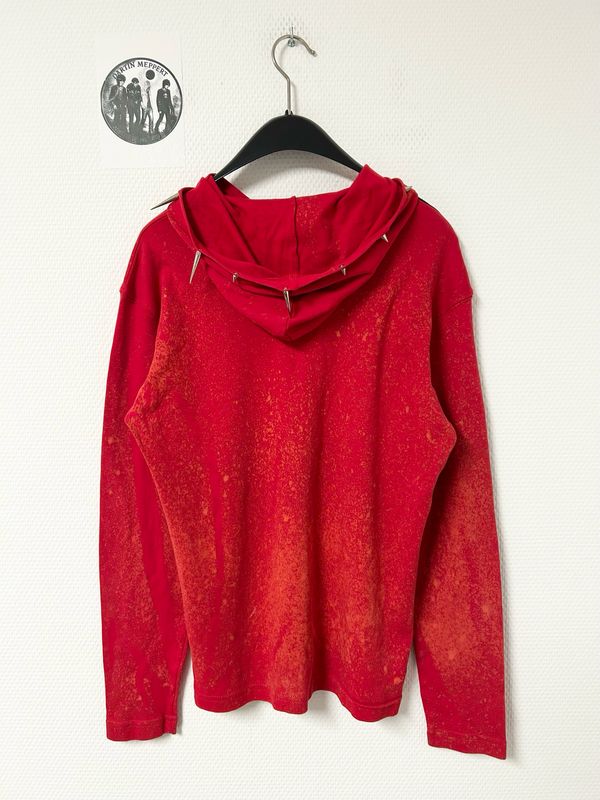 Dirk Bikkembergs 2000s Bleach-Dyed Spiked Hoodie
