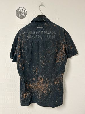 Jean Paul Gaultier SS2004 Embellished Logo Bleach-Dyed Studded Shirt