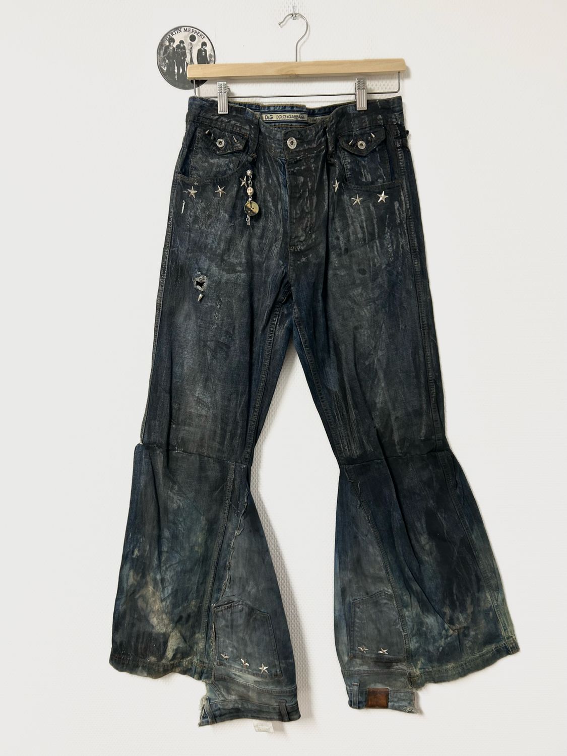 Dolce &amp; Gabbana FW2004 Deconstructed Flared Painted Denim