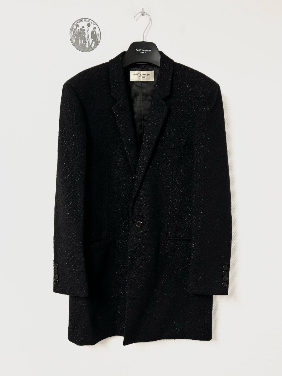 Saint Laurent Paris by Anthony Vaccarello FW2018 1/1 Sample Runway Heavy Wool Glitter Coat