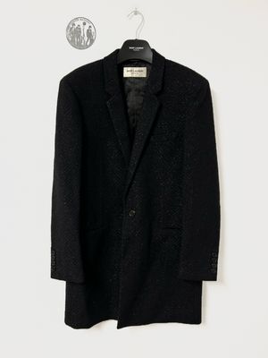 Saint Laurent Paris by Anthony Vaccarello FW2018 1/1 Sample Runway Heavy Wool Glitter Coat