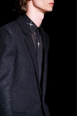 Saint Laurent Paris by Anthony Vaccarello FW2018 1/1 Sample Runway Heavy Wool Glitter Coat
