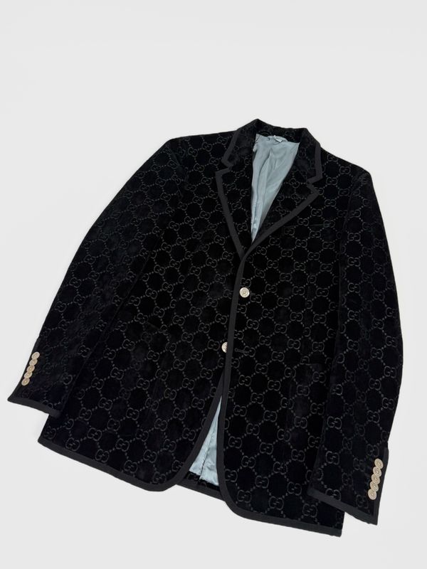 Gucci by Alessandro Michele FW2018 GG Monogram Velvet Blazer Gucci by Alessandro Michele FW2018 GG Monogram Velvet Blazer