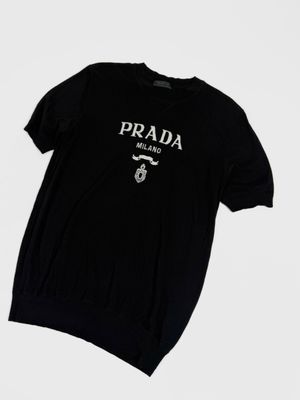 Prada by Raf Simons FW2021 Crest Logo Heavyweight Knit Top