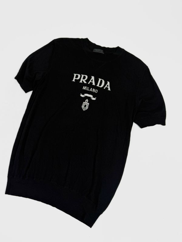 Prada by Raf Simons FW2021 Crest Logo Heavyweight Knit Top