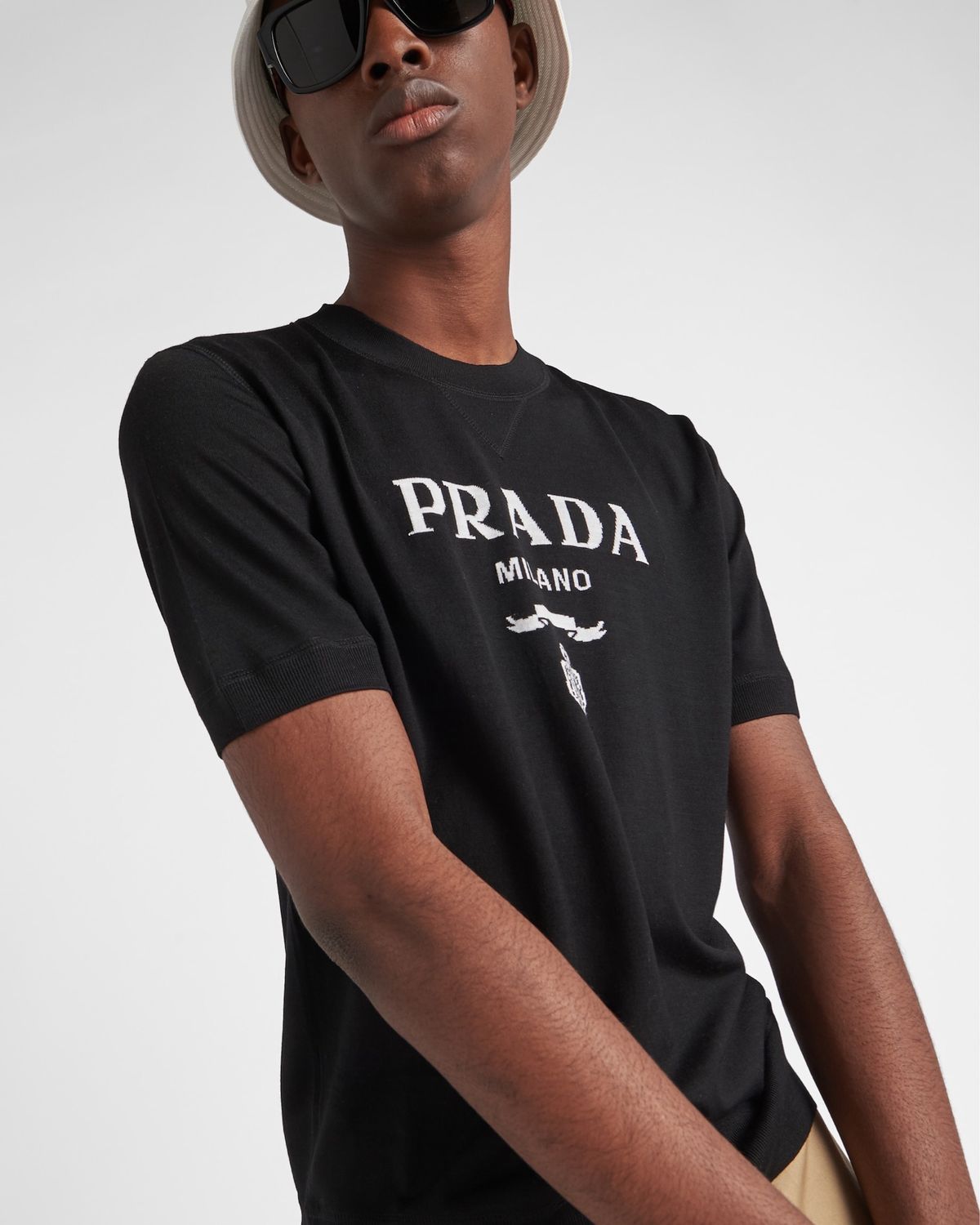 Prada by Raf Simons FW2021 Crest Logo Heavyweight Knit Top