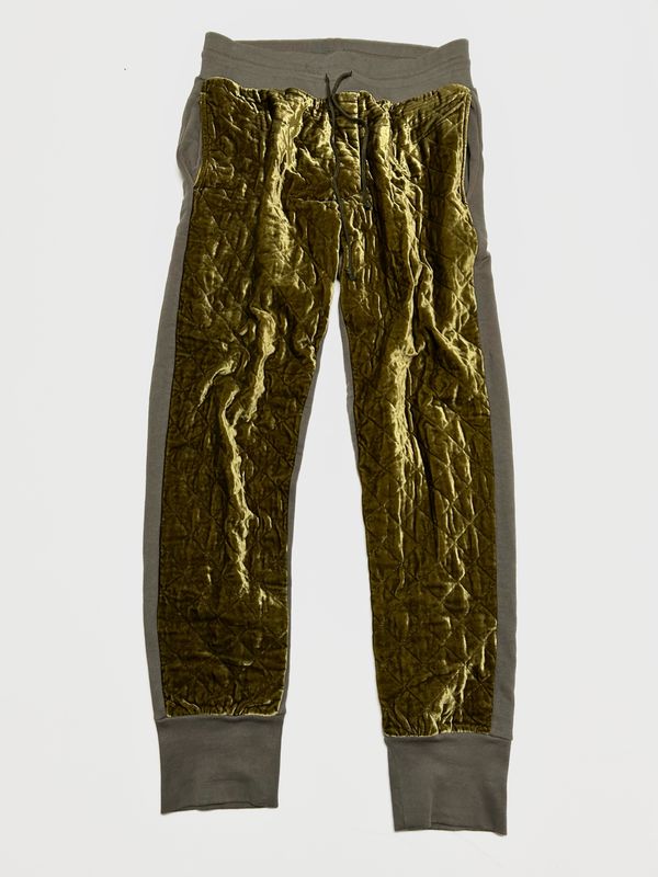 Dries Van Noten FW2016 Crushed Velvet Quilted Sweatpants