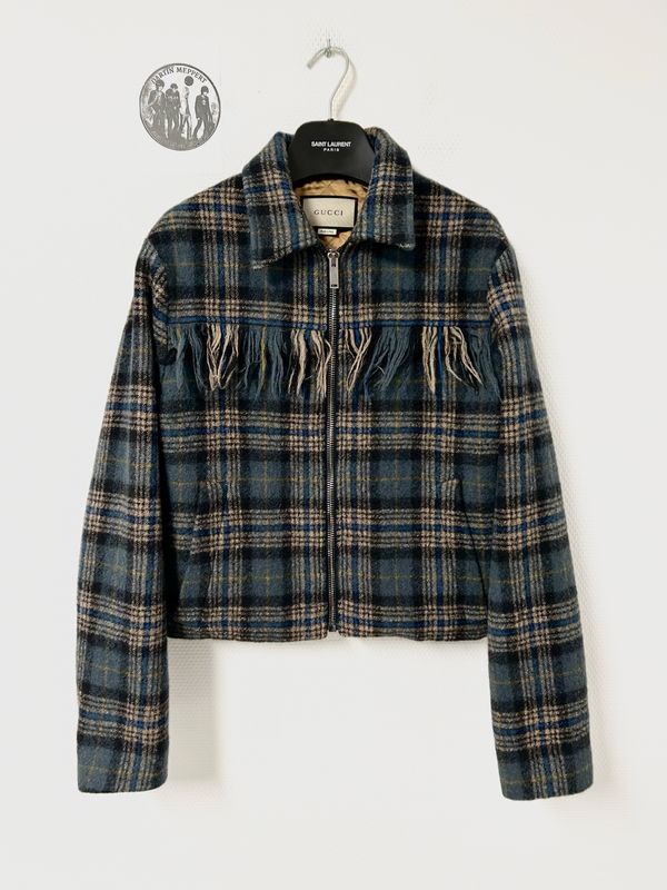 Gucci by Alessandro Michele FW2017 1/1 Sample Fringe Plaid Zip Jacket