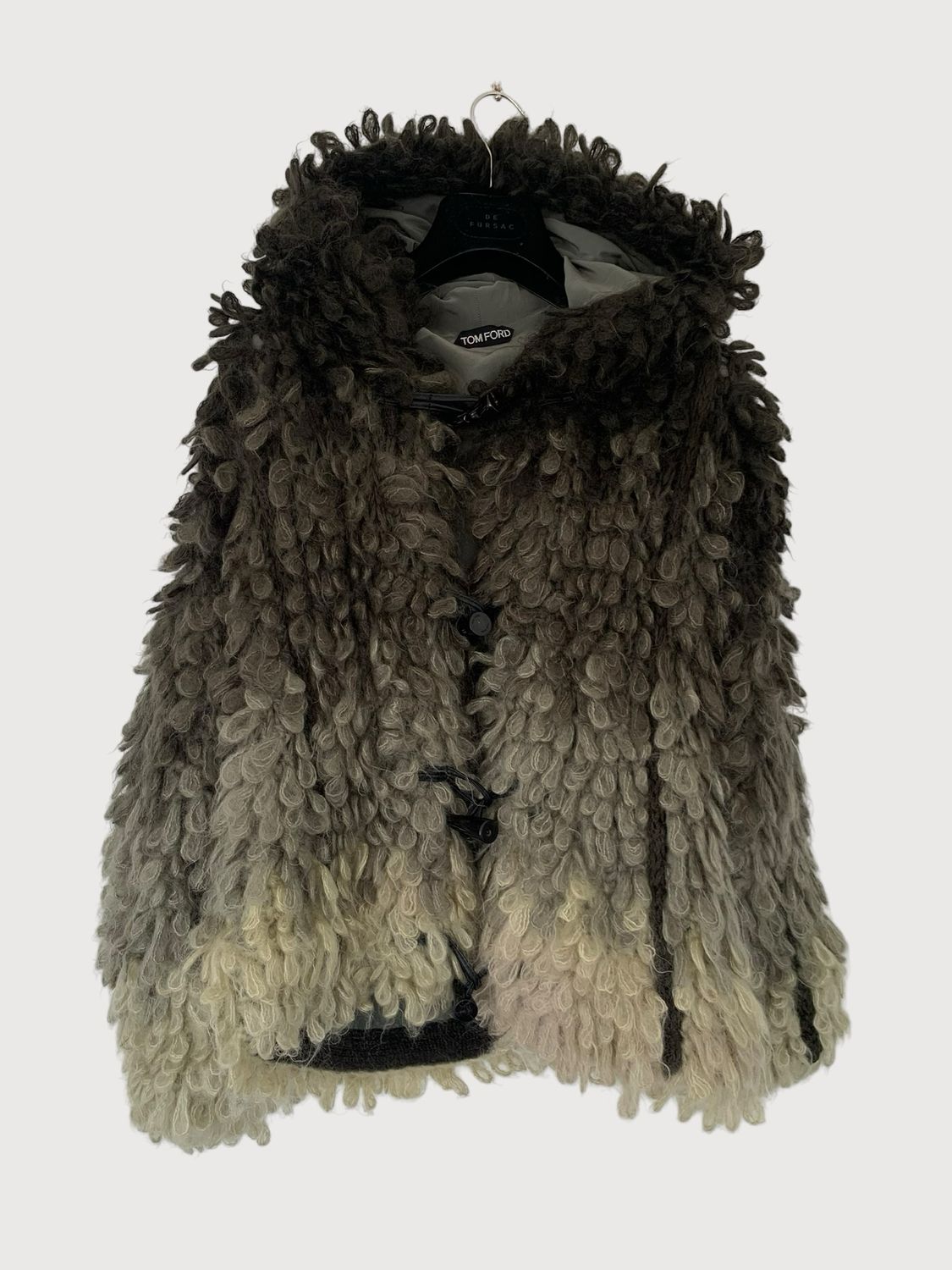 Tom Ford FW15 Runway Mohair Ombré Fuzzy Duffle Bomber Jacket