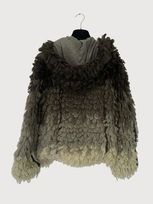 Tom Ford FW15 Runway Mohair Ombré Fuzzy Duffle Bomber Jacket