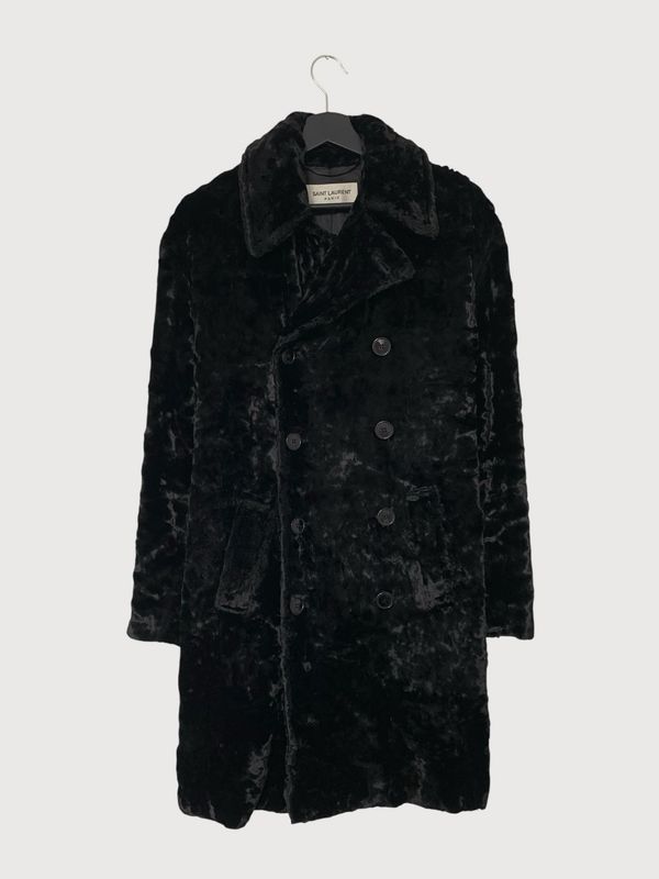 Saint Laurent Paris by Hedi Slimane FW16 Sample Fur Coat Double Breasted