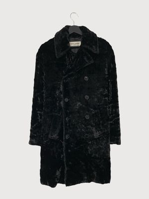Saint Laurent Paris by Hedi Slimane FW16 Sample Fur Coat Double Breasted