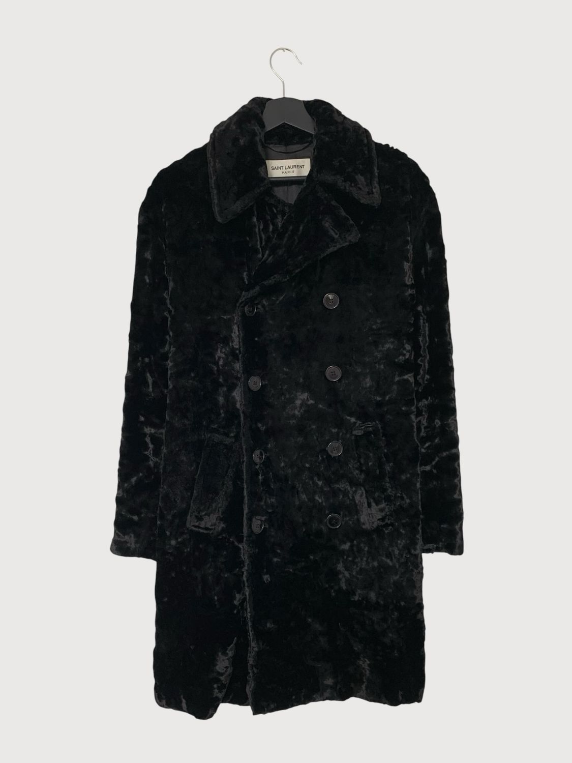 Saint Laurent Paris by Hedi Slimane FW16 Sample Fur Coat Double Breasted